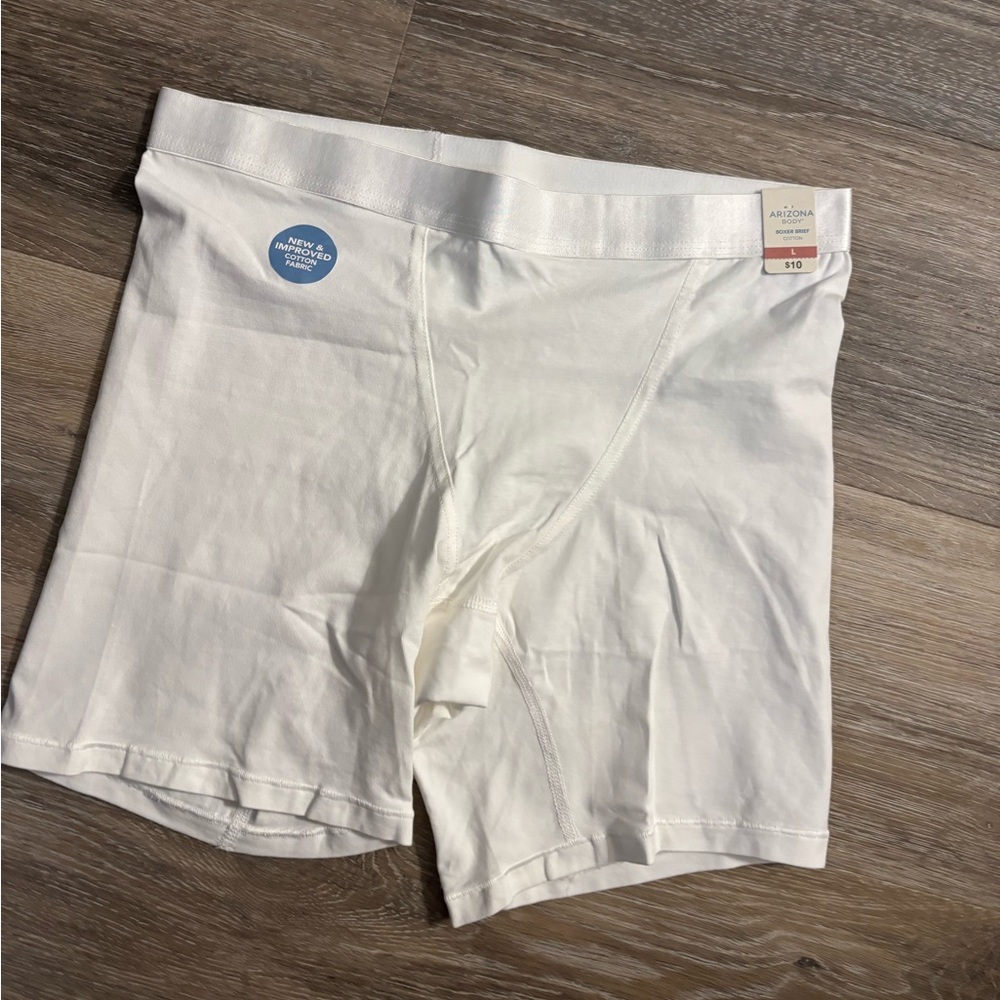 Arizona Woman’s White Boxer Briefs - Soft Stretch Cotton Sz L NWT